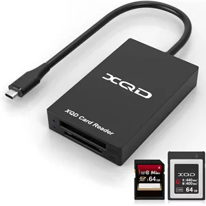 کارت خوان XQD USB C کارت خوان دوگانه XQD/SD با سرعت فوق العاده 5 گیگابیت بر ثانیه، پشتیبانی از سری Sony G/M، Lexar 2933x/1400x USB Mark XQD، کارت SD برای ویندوز/مک OS، کارت خوان Type-C XQD