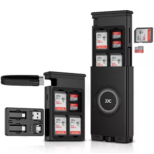 کیس کارت کابل، کارت خوان SD پرسرعت، کابل شارژ USB-C 3.1 Gen 2 چندگانه با آداپتور تبدیل لایت/USB A/MicroUSB/OTG و نگهدارنده کارت SD/TF برای انتقال داده تلفن، دوربین، کامپیوتر، پهپاد در سفر