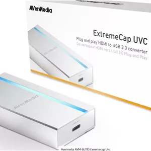 AVerMedia ExtremeCap، کارت کپچر HDMI به USB 3.0، ضبط، استریم و تبدیل ویدیوی Full HD غیر فشرده با کیفیت 1080p60، بدون نیاز به درایور، ایده آل برای کنفرانس ویدیویی، استریم رویدادهای زنده، BU110 | 61BU110