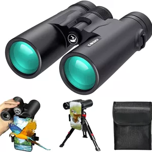 دوربین دوچشمی منشور سقفی 8x42 گوسکی برای بزرگسالان، دوربین دوچشمی حرفه ای HD برای تماشای پرندگان، مسافرت، تماشای ستارگان، شکار، کنسرت ها، ورزش - لنز FMC منشور BAK4 - همراه با پایه تلفن، سه پایه، بند و کیف حمل