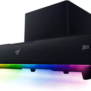 ریزر Leviathan V2: ساندبار گیمینگ چند درایوره با ساب ووفر - صدای فضایی THX - طراحی جمع و جور - Chroma RGB - بلوتوث 5.2 - برای کامپیوتر/لپ تاپ، تلفن های هوشمند، تبلت ها و نینتندو سوییچ