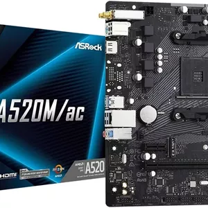 مادربرد ASRock A520M/AC Micro ATX با پشتیبانی از پردازنده‌های AMD AM4 Socket Ryzen™ سری 3000، 4000 G-Series، 5000 و 5000 G-Series