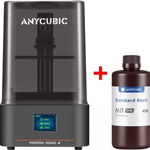 پرینتر سه بعدی رزینی ANYCUBIC Photon Mono 4 10K و رزین پرینتر سه بعدی 8K ارتقا یافته (خاکستری HD، 1 کیلوگرم)