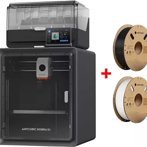 بسته پرینتر سه بعدی چند رنگی Anycubic Kobra S1 Combo به همراه فیلامنت PLA انیکوبیک 1.75mm 2KG مشکیسفید