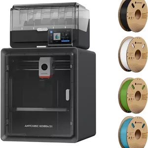 بسته پرینتر سه بعدی چند رنگی Anycubic Kobra S1 Combo به همراه فیلامنت PLA انی کیوبیک 1.75mm 4KG مشکیسفیدسبز بهاریفیروزه ای گرمسیری
