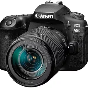 دوربین DSLR کانن [EOS 90D] با لنز 18-135 IS USM | دارای Wi-Fi داخلی، بلوتوث، پردازشگر تصویر DIGIC 8، فیلمبرداری 4K، Dual Pixel CMOS AF و صفحه نمایش LCD لمسی 3.0 اینچی با زاویه متغیر، مشکی