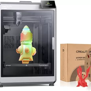 پرینتر سه بعدی کرالیتی K2 Plus با حجم ساخت 350x350x350 میلی‌متر، چاپ سریع 600 میلی‌متر بر ثانیه با دوربین‌های هوش مصنوعی دوگانه به همراه فیلامنت قرمز Creality Hyper PLA