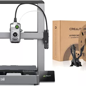 پرینتر سه بعدی Creality Hi با حجم ساخت 260×260×300 میلی‌متر و سرعت 500 میلی‌متر بر ثانیه، شامل فیلامنت مشکی Hyper PLA برای چاپ دقیق، بادوام و با سرعت بالا با RFID و کنترل ابری