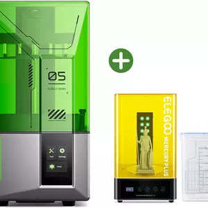 پرینتر سه بعدی رزینی ELEGOO Mars 5 MSLA و دستگاه شستشو و کیور بزرگ ELEGOO Mercury Plus 2.0