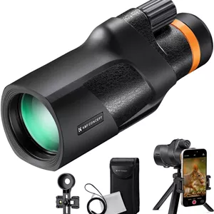 تلسکوپ تک چشمی 12X50 HD ضد آب K&F Concept با استاندارد IP68، تلسکوپ تک چشمی برای بزرگسالان به همراه نگهدارنده تلفن هوشمند و سه پایه، منشور BAK4 و لنز FMC مناسب برای تماشای پرندگان، پیاده روی، شکار، کمپینگ و مسافرت، مشکی
