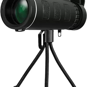 تلسکوپ تک چشمی قابل حمل KANBUN 40x60 با قدرت بالا، دارای لنز منشوری BAK4، قطب نما، آداپتور تلفن هوشمند و سه پایه برای بزرگسالان، مناسب تماشای پرندگان