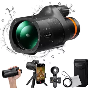 تلسکوپ تک چشمی 100x80 K&F Concept® ضد آب IP68 با قدرت بالا به همراه آداپتور تلفن هوشمند و سه پایه، با منشور BAK4 و لنز FMC، مناسب برای تماشای پرندگان، شکار، پیاده روی، کمپینگ و مسافرت