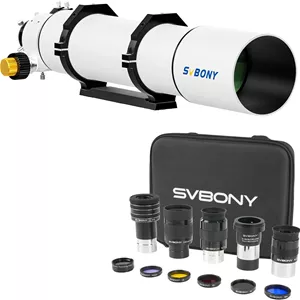 تلسکوپ SV48P با قدرت بالا برای بزرگسالان، دهانه بزرگ 102 میلی‌متری F6.5 Refractor OTA با کیت لوازم جانبی تلسکوپ 12 تکه SV233، چشمی سیاره‌ای، لنز بارلو برای دید نجومی