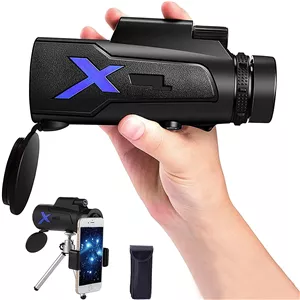 تلسکوپ تک چشمی 12X50 HD با قدرت بالا و ضد آب، منشور BAK4 قابل حمل با آداپتور تلفن هوشمند و سه پایه برای تماشای پرندگان، کمپینگ و دیدن مناظر