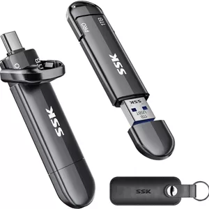 درایو حالت جامد فلش SSK با ظرفیت 1 ترابایت، SSD اکسترنال تا 1000 مگابایت بر ثانیه، پورت دوگانه USB 3.2 Type-C/A، SSD قابل حمل آلیاژ روی، مناسب برای آیفون 15/16 پرو، مک، کامپیوتر، اندروید OTG