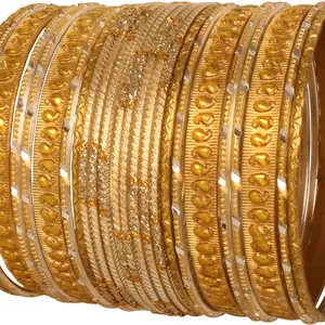 دستبند النگویی طرح Paisley با روکش طلایی، کالکشن رنگ های ایتالیایی تاچ استون، طراحی هندی بالیوودی