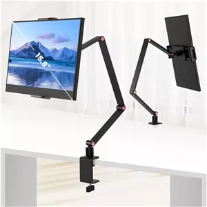 پایه نگهدارنده تبلت برای آیپد، پایه نگهدارنده مانیتور قابل حمل حداکثر 15.6 اینچ، پایه رومیزی با چرخش 360 درجه، مناسب برای تلفن، کیندل، فایر اچ دی، نینتندو سوییچ با حداکثر اندازه 4.7-12.9 اینچ