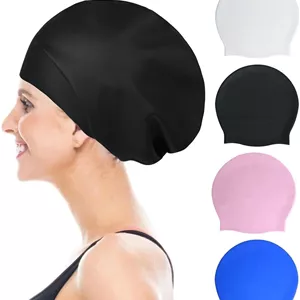 کلاه شنا بزرگسال ضد آب سیلیکونی مناسب موهای بافته، بافته های آفریقایی، اکستنشن، فر و موهای حجیم، کلاه شنای ضد آب برای زنان و مردان