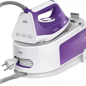 اتو بخار مخزن دار براون Carestyle مدل IS 1014، 2200 وات، ظرفیت 1.5 لیتر، فناوری Freeglide 3D، سفید/بنفش