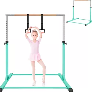 میله بارفیکس ژیمناستیک با حلقه برای کودکان، میله های افقی ژیمناستیک با ارتفاع قابل تنظیم، میله میمون آموزشی جونیور برای استفاده در منزل، میله کیپ ژیمناستیک برای کودکان 3 تا 15 سال، حداکثر وزن 136 کیلوگرم