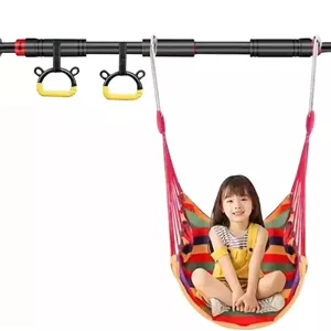 بارفیکس درب منزل جورونب به همراه میله ذوزنقه ای تاب و حلقه های ژیمناستیک کارتونی برای کودکان و بزرگسالان، بارفیکس بدون پیچ با مکانیزم قفل شونده