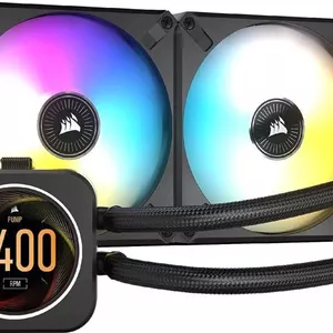 خنک کننده مایع پردازنده مرکزی Corsair iCUE H100i Elite با نمایشگر LCD، طول لوله 380 میلی متر، 2 فن 120 میلی متری، رادیاتور 240 میلی متری، سطح نویز 10-30.4 dBA، صفحه سرد مسی تقسیم جریان، مشکی | CW-9060061-WW