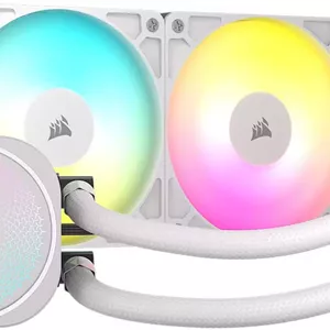 خنک کننده مایع پردازنده CORSAIR NAUTILUS 240 RS ARGB، رادیاتور 240 میلی‌متری، سرعت فن 2100 دور در دقیقه، جریان هوای فن 72.8 CFM، حداکثر تماس، اتصالات زنجیره‌ای، سفید | CW-9060094-WW