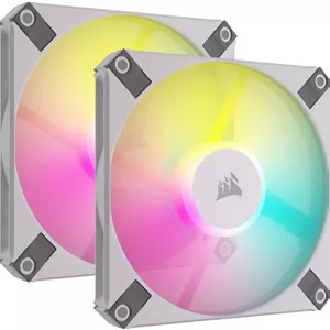 فن باریک 120 میلی‌متری PWM FDB مدل Corsair iCUE AF120 RGB SLIM، سرعت فن 2000 دور در دقیقه، جریان هوای 56.3 CFM، نویز فن 27.5 dBA، حالت Zero RPM، نوع جریان فشار استاتیک، بسته دوتایی، سفید | CO-9050165-WW