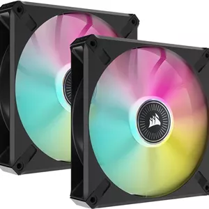 فن ممتاز PWM کرسیر iCUE ML140 RGB Elite، به همراه iCUE Lighting Node Core، سایز 140 میلی‌متر، شناوری مغناطیسی، سرعت 400-1600 دور در دقیقه، سطح صدا 10-31.8 dBA، کیت دو عددی فن، مشکی | CO-9050115-WW