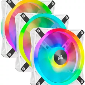 فن سه تایی 120 میلی‌متری PWM مدل Corsair iCUE QL120 RGB با Lighting Node CORE، نوع بلبرینگ هیدرولیک، سرعت فن 1500 دور در دقیقه، جریان هوای فن 41.8 CFM، بسته‌بندی سه‌تایی، سفید | CO-9050104-WW