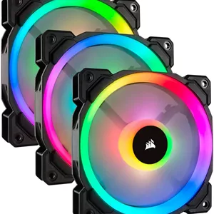 فن PWM با نورپردازی RGB و حلقه نوری دوگانه CORSAIR LL120 RGB 120mm به همراه Lighting Node PRO، سرعت فن تا 1500 دور در دقیقه، جریان هوای فن 43.25 CFM، کنترل PWM، عملکرد کم صدا، بسته سه تایی - مشکی | CO-9050072-WW