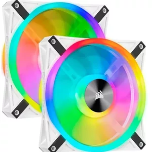 CORSAIR QL Series, iCUE QL140 RGB، فن LED RGB دوگانه 2x140mm، بسته دوتایی با Lighting Node CORE - سفید | CO-9050106-WW
