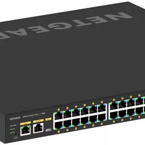 سوئیچ شبکه مدیریتی 24 پورت گیگابیتی PoEنت گیر NETGEAR GSM4230UP با SFP، سوئیچینگ 60 گیگابیت بر ثانیه، بودجه توان 1440 وات | GSM4230UP-100EUS