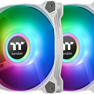 فن رادیاتور Thermaltake Pure Duo 12 ARGB Sync، سایز فن 120 میلی‌متر، سرعت فن 1500 دور در دقیقه، جریان هوای 56.51 CFM، بلبرینگ هیدرولیک، ضد لرزش، بسته‌ی 2 عددی، سفید | CL-F097-PL12SW-A