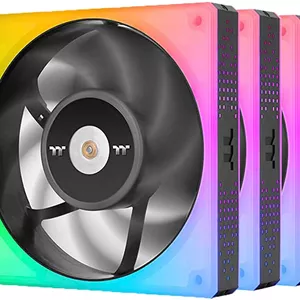 فن رادیاتور فشار استاتیک بالا Thermaltake TOUGHFAN 14 RGB، نورپردازی RGB 16.8 میلیون رنگی، سرعت فن 2000 دور در دقیقه، بلبرینگ هیدرولیک نسل 2 140 میلی‌متری، جریان هوای 53.75 CFM، بسته 3 عددی، مشکی | CL-F136-PL14SW-A