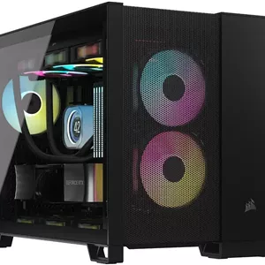کیس کامپیوتر Corsair 2500D Airflow Mid-Tower، پشتیبانی از رادیاتور تا 360 میلی‌متر و 11 فن، طراحی دو محفظه‌ای، پنل ورودی/خروجی مدرن، 1 پورت USB-C 3.2 Gen 1، 2 پورت USB 3.2 Gen 1، جک صدا، مشکی | CC-9011263-WW