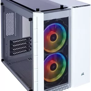 کیس کامپیوتر کورسیر 280X Crystal RGB Micro ATX با شیشه حرارت دیده، جنس بدنه فولاد، پلاستیک و شیشه حرارت دیده، پشتیبانی از رادیاتور 240 میلی‌متری، پشتیبانی از 6 فن، سفید | CC-9011137-WW