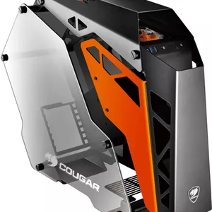کیس گیمینگ میان برج Cougar Conquer ATX (Mini ITX / Micro ATX / ATX شیشه حرارت دیده آلومینیوم مشکی و نارنجی) | CG-GC-CONQUER-BLK