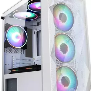 کیس کامپیوتر گیمینگ Deskooze Ethnarch XP-9 با 7 فن ARGB، شیشه حرارت دیده، ATX/Micro ATX، محدودیت ارتفاع پردازنده 160 میلی‌متر، 7 اسلات کارت، SPCC، ضخامت ورق 0.8 میلی‌متر، نورپردازی LED، سفید | XP-9 WH