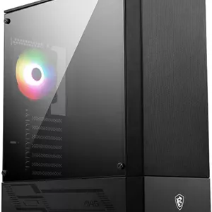 کیس کامپیوتر مید تاور MSI MAG FORGE 110R، دارای 1 فن ARGB از پیش نصب شده 120 میلی‌متری، پشتیبانی از رادیاتور تا 240 میلی‌متری و 6 فن، پنل جانبی بدون نیاز به ابزار، فیلتر گرد و غبار مغناطیسی، مشکی | 306-7G16R21-809