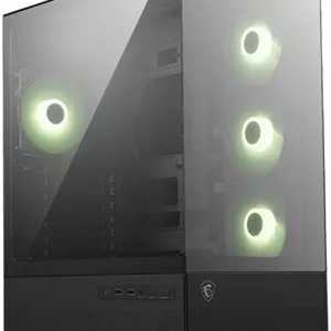 کیس کامپیوتر میان‌برجی MSI MAG Pano 110R PZ، دارای 4 فن از پیش نصب‌شده aRGB، پشتیبانی از رادیاتور تا 360 میلی‌متر و 10 فن، طراحی پانورامای 270 درجه، فیلتر گرد و غبار بالا و پایین، مشکی | 306-7G28R21-JA4