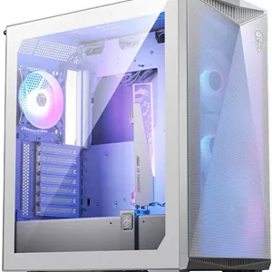 کیس مید تاور MSI MPG Gungnir 300R Airflow، پنل کناری شیشه حرارت دیده، پشتیبانی از رادیاتور تا 360 میلی‌متر، 4 عدد فن 120 میلی‌متری ARGB از پیش نصب شده، 2 عدد USB 3.2 Type-A، 1 عدد USB 3.2 Type-C، سفید | 306-7G21W21-W57