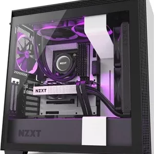 کیس گیمینگ کامپیوتر NZXT H710i ATX Mid Tower، پورت USB Type-C در پنل جلویی، نصب عمودی کارت گرافیک، نورپردازی RGB یکپارچه، آماده برای خنک‌کننده مایع، سفید/مشکی | CA-H710i-W1
