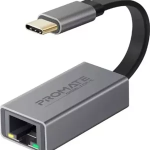 آداپتور پرسرعت USB-C به گیگابیت اترنت Promate، سرعت اتصال تا 1 گیگابیت در ثانیه | GigaLink-C
