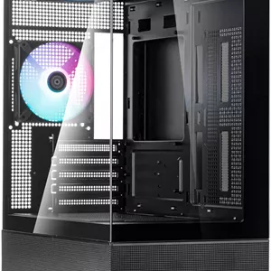 کیس کامپیوتر Micro-ATX سیلوراستون Lucid 04، دارای 3 فن 120 میلی‌متری ARGB از پیش نصب‌شده، پشتیبانی از رادیاتور 280 میلی‌متری، 5 اسلات توسعه، جنس بدنه فولاد/پلاستیک/شیشه حرارت دیده، مشکی | SST-LD04-B-ARGB
