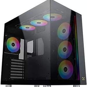 کیس کامپیوتر سوپر تاور Xigmatek Aqua Ultra، ضخامت 0.8 میلی‌متری SPCC، پشتیبانی از رادیاتور تا 360 میلی‌متر و 10 فن، طراحی 3 پنل شیشه‌ای حرارت دیده، طراحی بدون پیچ و ابزار، مشکی | EN40672