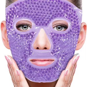 ماسک صورت و چشم تزویق، کمپرس یخ برای کاهش پف، سیاهی زیر چشم، میگرن، کمپرس گرم/سرد با پوشش مخملی نرم (بنفش)
