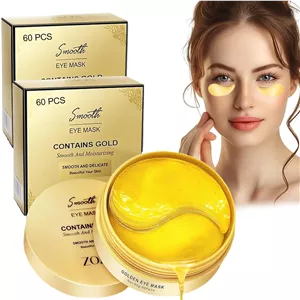 ماسک چشم طلایی ممتاز برای کاهش چین و چروک و سفت کردن پوست، پدهای درمانی روشن کننده زیر چشم برای کاهش سیاهی دور چشم، فرمول ترمیم کننده عمیق آبرسان، فاقد الکل و فتالات