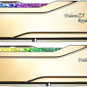 رم دسکتاپ دو کاناله G.SKILL Trident Z5 Royal با ظرفیت 32 گیگابایت (2x16GB)، سرعت حافظه 7200 MT/s، تاخیر CL34-45-45-115، ولتاژ 1.40، سازگار با Intel XMP 3.0، طلایی | F5-7200J3445G16GX2-TR5G