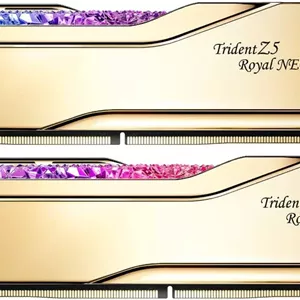 رم دسکتاپ دو کاناله G.SKILL Trident Z5 Royal Neo با ظرفیت 32 گیگابایت (2x16GB)، سرعت حافظه 6000 MT/s، تاخیر CL28-36-36-96 CAS، ولتاژ 1.40، AMD EXPO Ready، طلایی | F5-6000J2836G16GX2-TR5NG